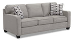 Made in Canada Sawyer 83" Linen-Look Fabric Sofa with Reversible Cushions and Accent Pillows - Light Grey | Sofa Sawyer de 83 po fabriqué au Canada en tissu d’apparence lin avec coussins réversibles et coussins décoratifs - gris clair