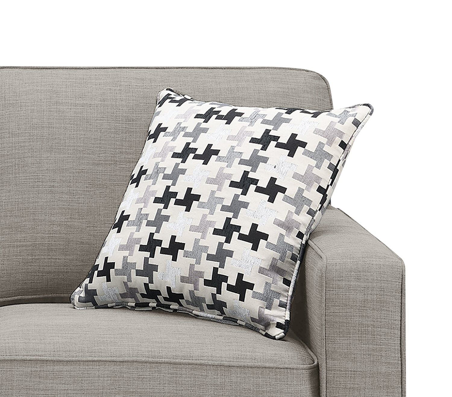 Made in Canada Sawyer 83" Linen-Look Fabric Sofa with Reversible Cushions and Accent Pillows - Light Grey | Sofa Sawyer de 83 po fabriqué au Canada en tissu d’apparence lin avec coussins réversibles et coussins décoratifs - gris clair