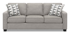 Made in Canada Sawyer 83" Linen-Look Fabric Sofa with Reversible Cushions and Accent Pillows - Light Grey | Sofa Sawyer de 83 po fabriqué au Canada en tissu d’apparence lin avec coussins réversibles et coussins décoratifs - gris clair