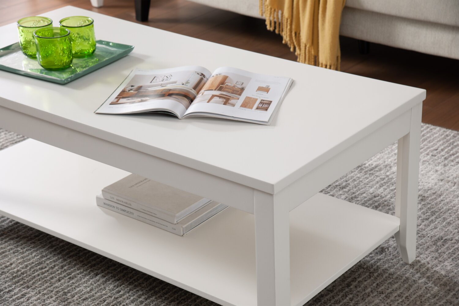 Aspen 47.3" Traditional 3-Pack Coffee + 2 End Tables - White | Ensemble 3 tables traditionnelles Aspen de 47,3 po (table à café et 2 tables de bout) - blanc
