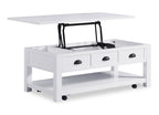 Centennial 48" Modern Lift Top Coffee Table with Storage, Shelf & Casters - White | Table à café moderne Centennial de 48 po avec dessus relevable, rangement, tablette et roulettes - blanche