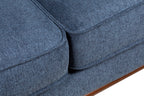 Kort & Co. Kassia 90.6" Linen-Look Fabric Sofa with Wood Base and Legs - Blue | Sofa Kassia de Kort & Co. de 90,6 po en tissu d’apparence lin avec base et pattes en bois - bleu