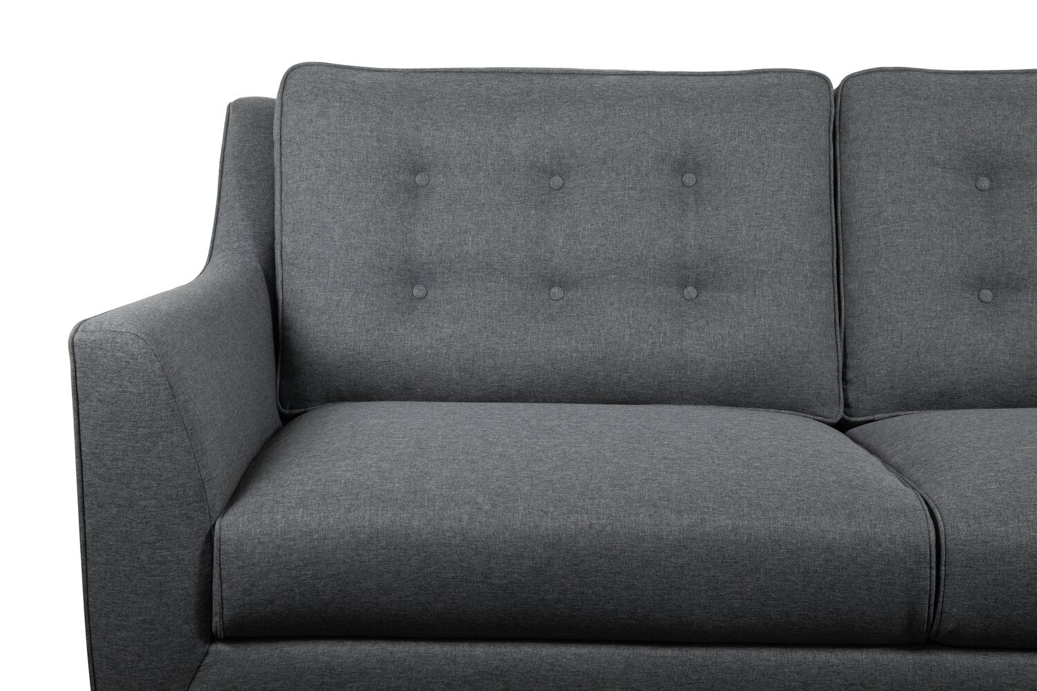 Novalee 75.5" Linen-Look Sofa with Flared Arms and Button Tufting - Grey | Sofa Novalee de 75,5 po en tissu d’apparence lin avec accoudoirs évasés et capitonnage à boutons - gris