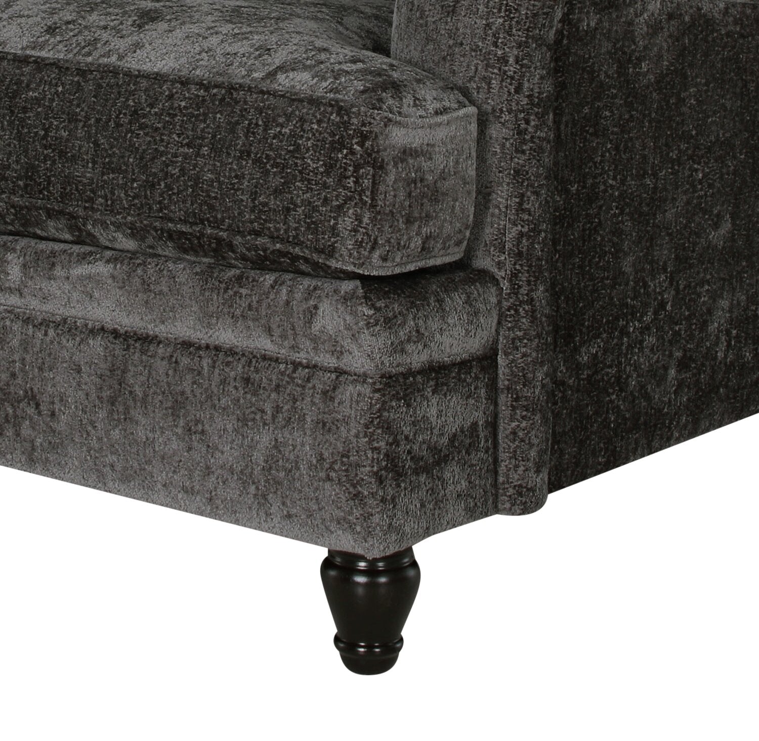 Made in Canada Bellmont 89" Chenille Fabric Sofa with Reversible Cushions and Wood Legs - Charcoal Grey | Sofa Bellmont de 89 po fabriqué au Canada en tissu de chenille avec coussins réversibles et pattes en bois - gris anthracite