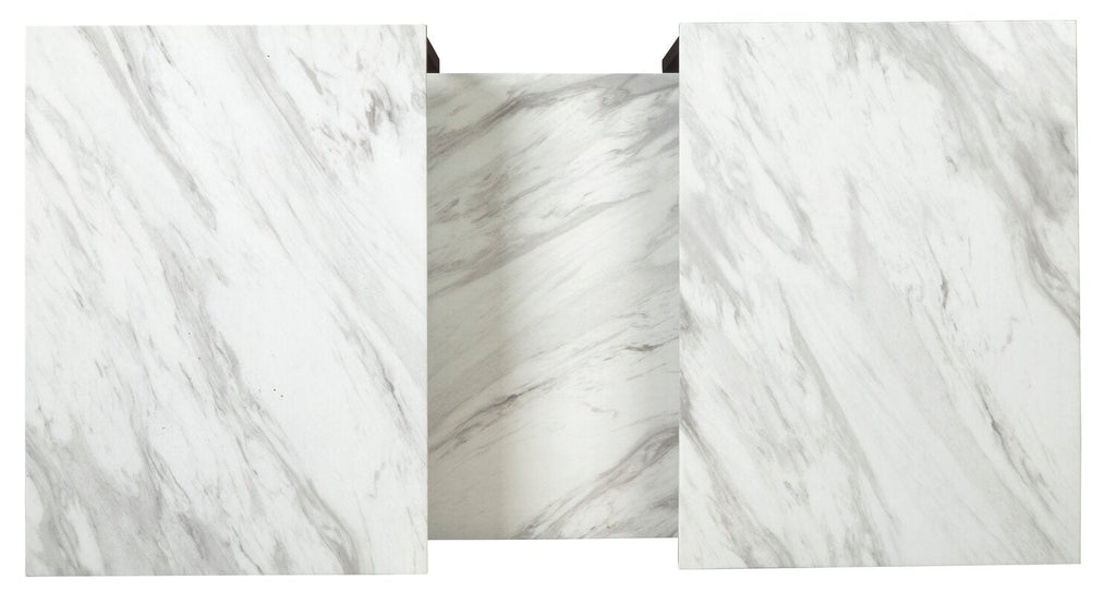 Donnesta 46" Modern 3-Pack Coffee + 2 End Tables - Marble Look with Black Metal Frame|Ensemble 3 tables modernes Donnesta de 46 po (table à café et 2 tables de bout) - imitation de marbre avec armature en métal noir