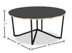 Xander 36" Modern Round Glass Top Coffee Table - Black and Gold with Metal Legs|Table à café ronde moderne Xander de 36 po avec dessus en verre - noire et dorée avec pattes en métal