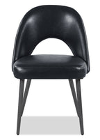 Elijah Dining Chair with Vegan Leather Fabric, Metal - Black | Chaise de salle à manger Elijah en tissu de cuir végétalien et en métal - noire