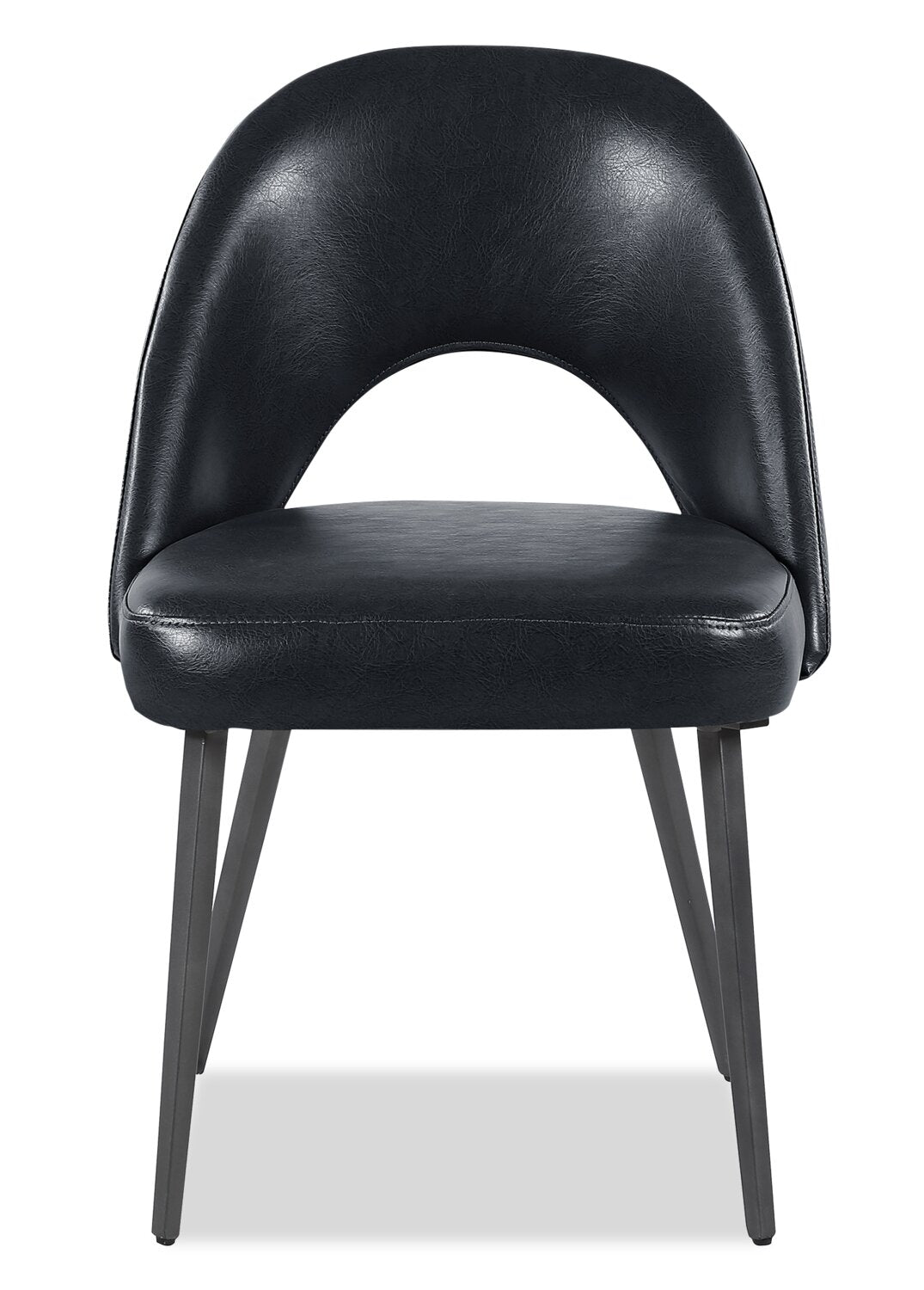 Elijah Dining Chair with Vegan Leather Fabric, Metal - Black | Chaise de salle à manger Elijah en tissu de cuir végétalien et en métal - noire