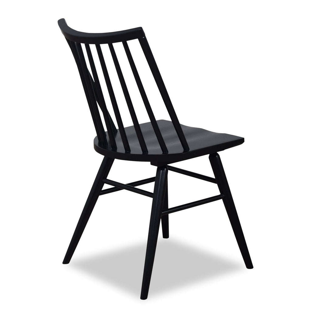 Astro Dining Chair with Curved Spindle-Back - Black | Chaise de salle à manger Astro avec dossier à barreaux en forme de fuseau courbé - noire
