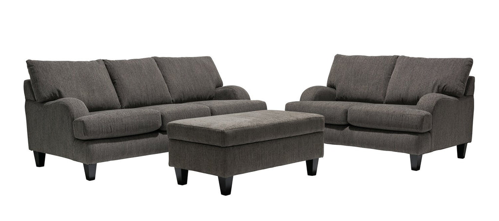 Made in Canada Nofia 80" Chenille Fabric Sofa with Two Accent Pillows and Wood Legs - Charcoal Grey | Sofa Nofia de 80 po fabriqué au Canada en tissu de chenille avec 2 coussins décoratifs et pattes en bois - gris anthracite