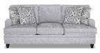 Made in Canada Bellmont 89" Chenille Fabric Sofa with Reversible Cushions and Wood Legs - Platinum Grey | Sofa Bellmont de 89 po fabriqué au Canada en tissu de chenille avec coussins réversibles et pattes en bois - gris platine