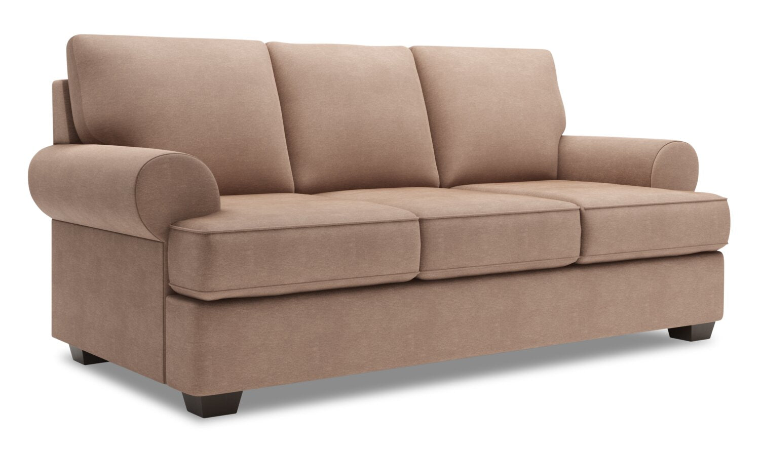 Made in Canada Customizable Sofa Lab Roll 86" Linen-Look Fabric Sofa with Rolled Arms - Pax Wicker Brown | Sofa Roll de Sofa Lab de 86 po fabriqué au Canada en tissu d’apparence lin avec accoudoirs enroulés - brun Pax Wicker | RO103349