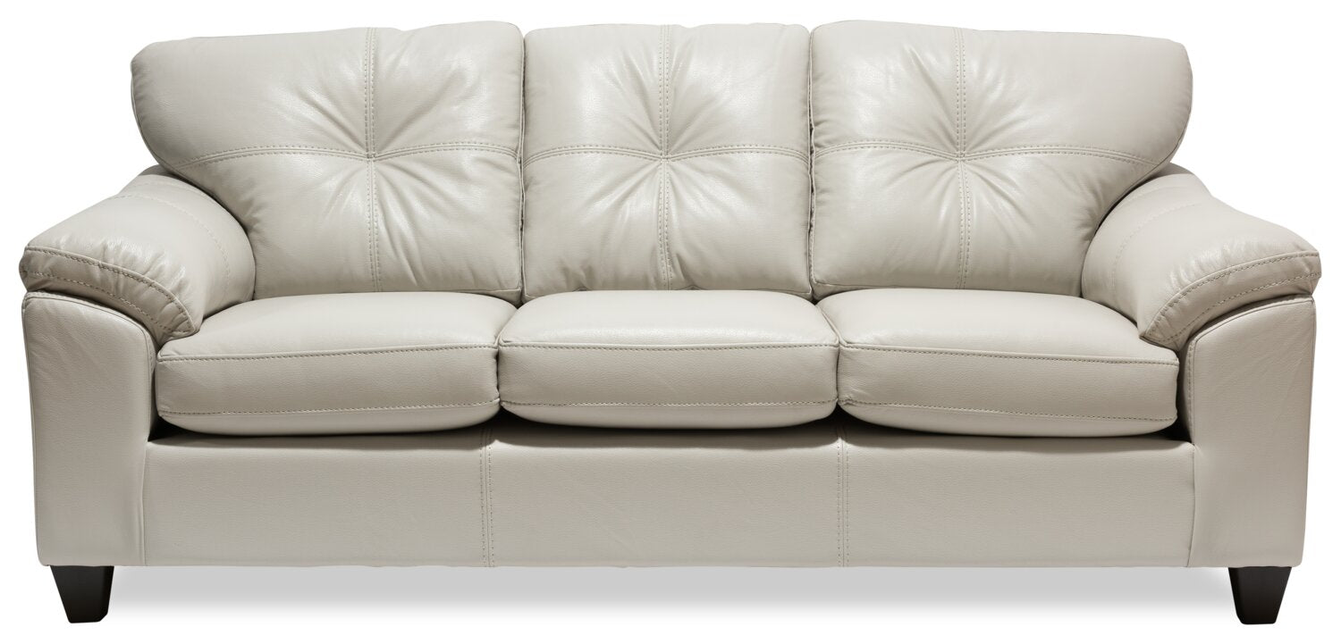 Made in Canada Addison 86" Leather-Look Fabric Sofa with Removable Seat Cushion and Tufting - Beige | Sofa Addison de 86 po fabriqué au Canada en tissu d’apparence cuir avec coussin de siège amovible et capitonnage - beige