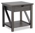 Jake 47.25" Rustic 2-Pack Coffee + End Table with Storage and Shelf - Distressed Grey |2 tables à café rustiques Jake de 47,25 po avec rangement et tablette - gris vieilli