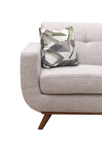 Kort & Co. Freeman 88" Linen-Look Fabric Sofa with Wood Base and Tufted Back Cushions - Dove White | Sofa Freeman Kort & Co. de 88 po en tissu d’apparence lin avec pattes en bois et coussins de dossier capitonnés - blanc colombe
