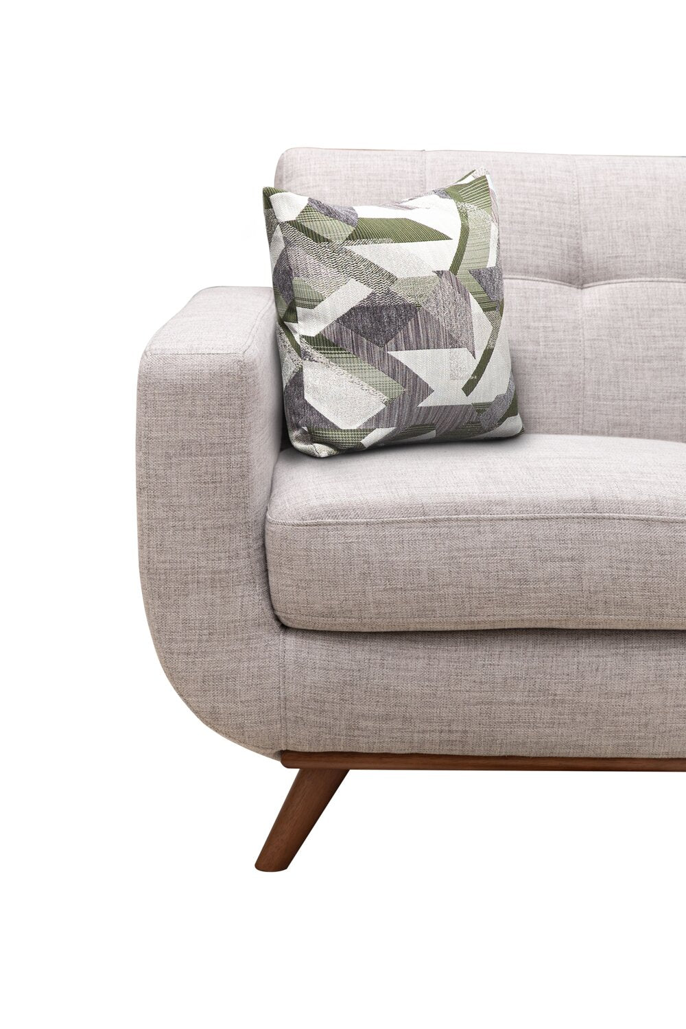 Kort & Co. Freeman 88" Linen-Look Fabric Sofa with Wood Base and Tufted Back Cushions - Dove White | Sofa Freeman Kort & Co. de 88 po en tissu d’apparence lin avec pattes en bois et coussins de dossier capitonnés - blanc colombe