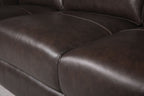 Cindy Crawford Home Royce 84" Genuine Leather Sofa with Removable Cushions and Wood Legs - Chocolate Brown | Sofa Royce de Cindy Crawford Home de 84 po en cuir véritable avec coussins amovibles et pattes en bois - brun chocolat