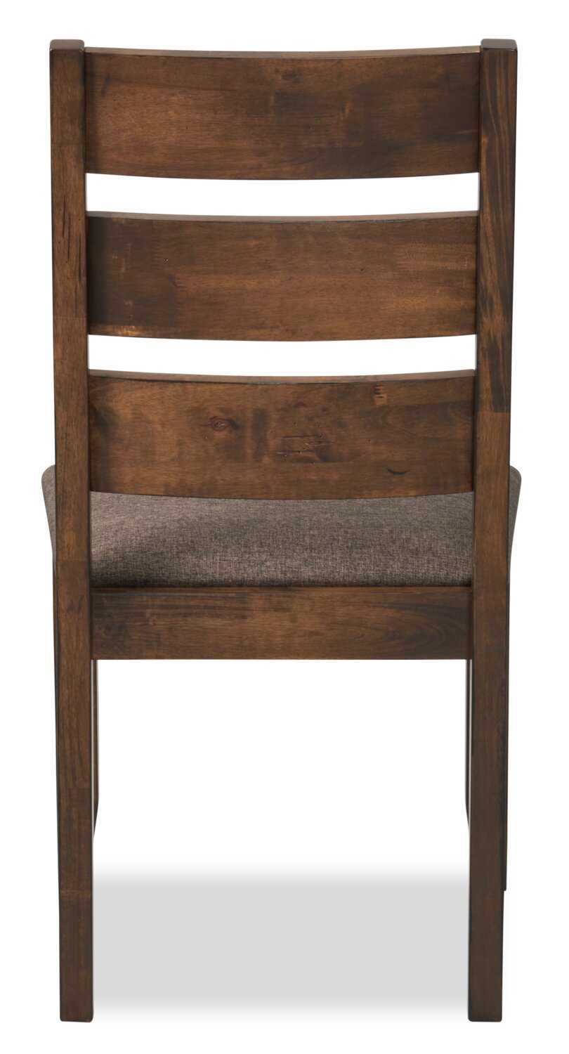 Plum Dining Chair with Polyester Fabric, Wood, Ladder-Back - Nutmeg Brown | Chaise de salle à manger Plum en tissu de polyester et en bois avec dossier en échelle - brun muscade