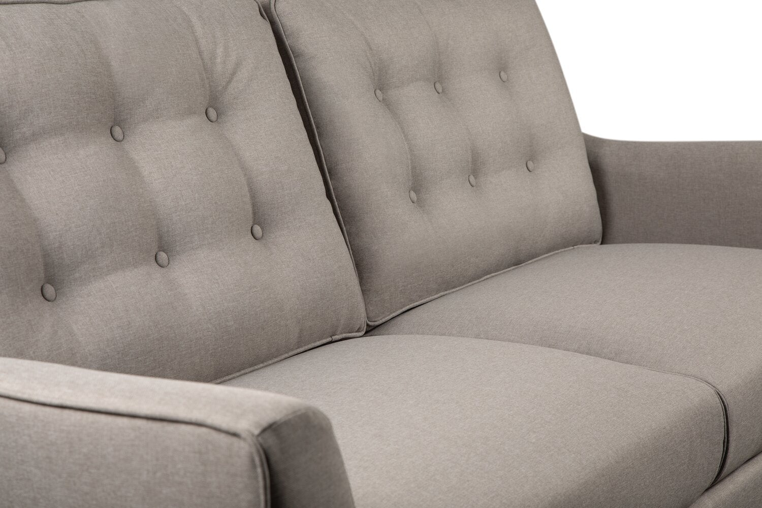 Novalee 75.5" Linen-Look Sofa with Flared Arms and Button Tufting - Taupe | Sofa Novalee de 75,5 po en tissu d’apparence lin avec accoudoirs évasés et capitonnage à boutons - taupe