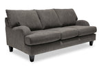 Made in Canada Nofia 80" Chenille Fabric Sofa with Two Accent Pillows and Wood Legs - Charcoal Grey | Sofa Nofia de 80 po fabriqué au Canada en tissu de chenille avec 2 coussins décoratifs et pattes en bois - gris anthracite