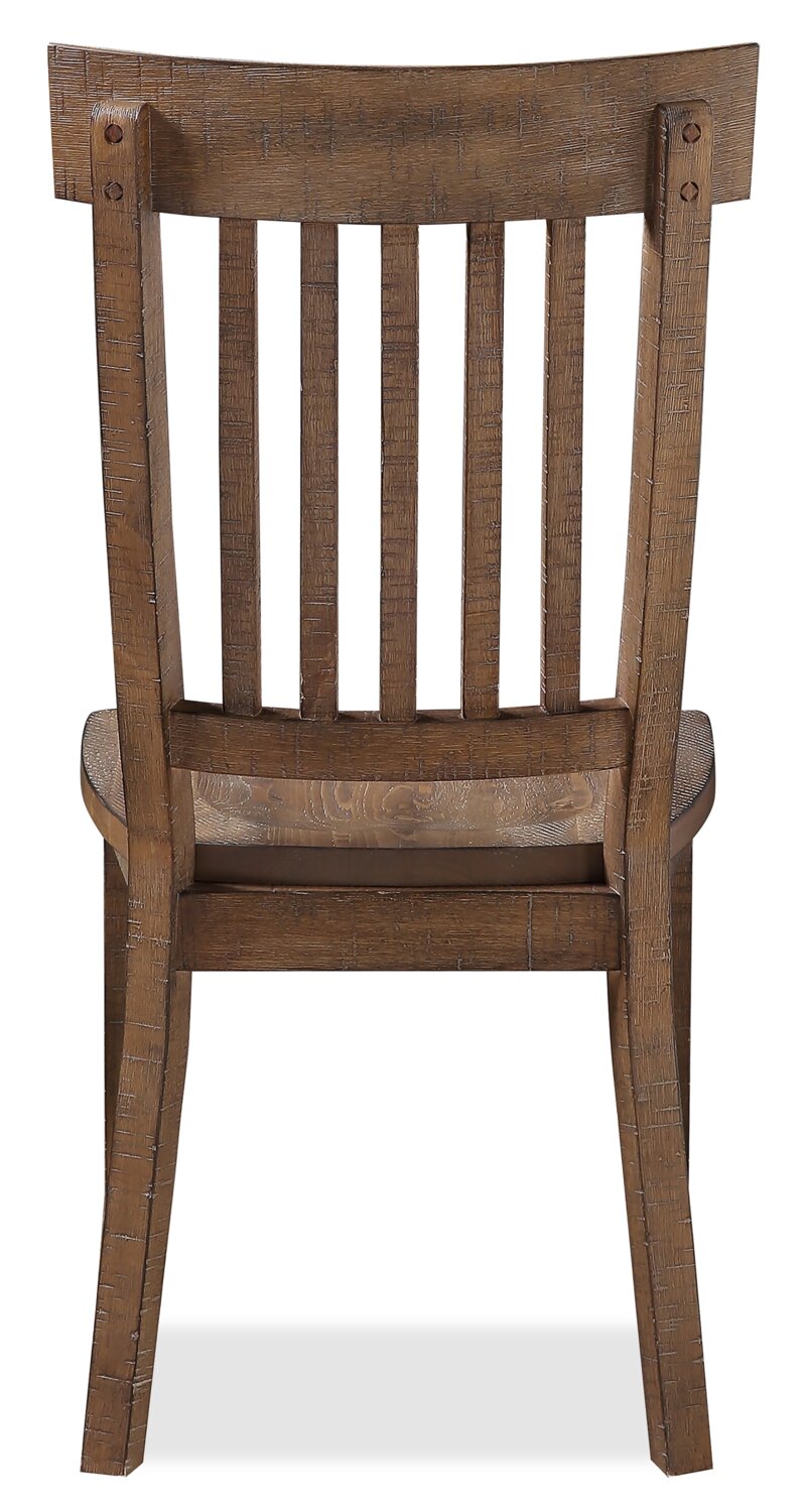 Cedar Dining Chair, Pine Wood, Slat Back - Brown | Chaise de salle à manger Cedar en pin avec dossier à lattes - brune