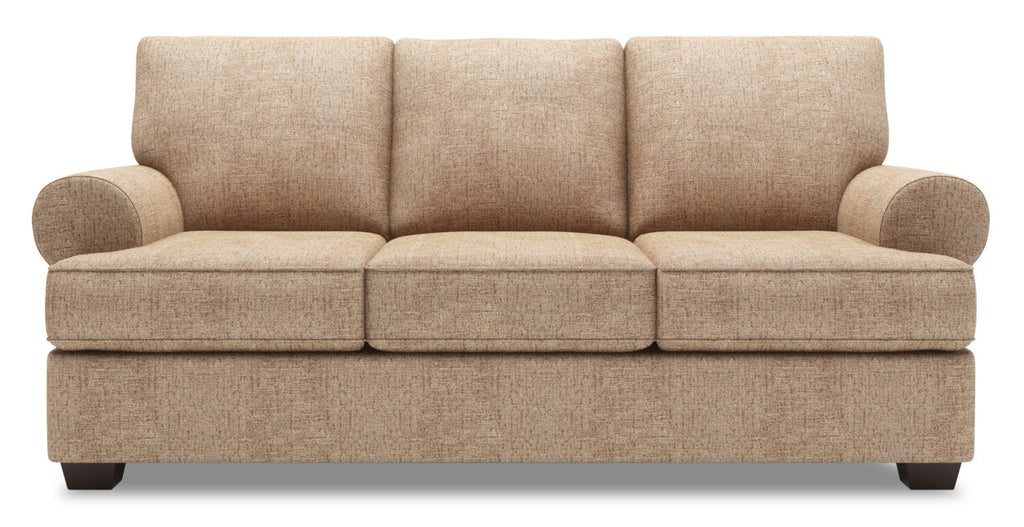 Made in Canada Customizable Sofa Lab Roll 86" Chenille Fabric Sofa with Rolled Arms - Luxury Taupe | Sofa Roll de Sofa Lab de 86 po fabriqué au Canada en tissu de chenille avec accoudoirs enroulés - taupe Luxury Taupe | RO102893