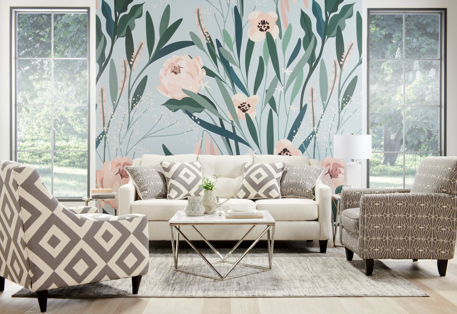 Made in Canada Cindy Crawford Home Kylie 78" Linen-Look Sofa with Wood Legs - Zeus Pearl | Sofa Kylie de Cindy Crawford Home de 78 po fabriqué au Canada en tissu d’apparence lin avec pattes en bois - perle Zeus