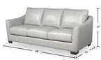 Cindy Crawford Home Royce 84" Genuine Leather Sofa with Removable Cushions and Wood Legs - Dove Grey | Sofa Royce de Cindy Crawford Home de 84 po en cuir véritable avec coussins amovibles et pattes en bois - gris tourterelle