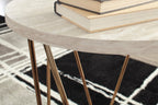 Tarica 47" Modern Oval 3-Pack Coffee + 2 End Tables - Cream and Gold with Metal Legs|Ensemble 3 tables ovales modernes Tarica de 47 po (table à café et 2 tables de bout) - crème et doré avec pattes en métal