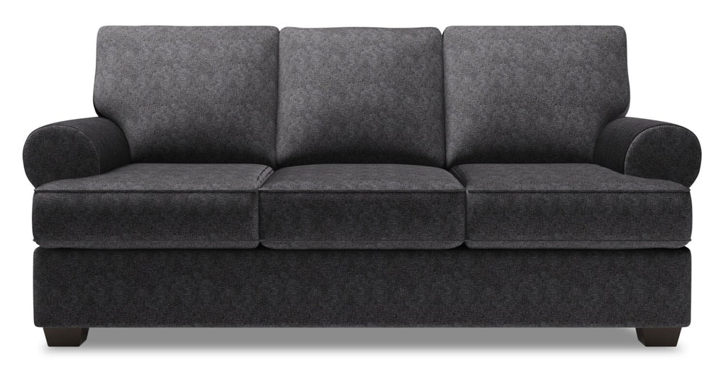 Made in Canada Customizable Sofa Lab Roll 86" Chenille Fabric Sofa with Rolled Arms - Luxury Charcoal Grey | Sofa Roll de Sofa Lab de 86 po fabriqué au Canada en tissu de chenille avec accoudoirs enroulés - gris Luxury Charcoal | RO102993