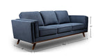 Kort & Co. Kassia 90.6" Linen-Look Fabric Sofa with Wood Base and Legs - Blue | Sofa Kassia de Kort & Co. de 90,6 po en tissu d’apparence lin avec base et pattes en bois - bleu