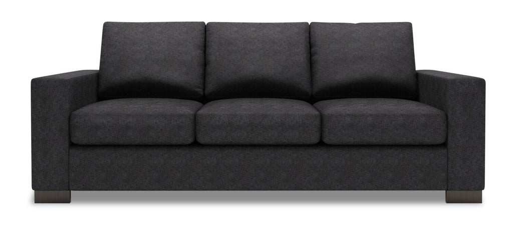Made in Canada Customizable Sofa Lab Track 85" Chenille Fabric Sofa with Track Arms - Luxury Charcoal Grey | Sofa Track de Sofa Lab de 85 po fabriqué au Canada en tissu de chenille avec accoudoirs rectilignes - gris Luxury Charcoal | TR102993