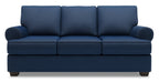 Made in Canada Customizable Sofa Lab Roll 86" Linen-Look Fabric Sofa with Rolled Arms - Pax Navy Blue | Sofa Roll de Sofa Lab de 86 po fabriqué au Canada en tissu d’apparence lin avec accoudoirs enroulés - bleu Pax Navy | RO103149