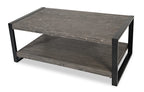 Apex 48" Modern Coffee Table with Shelf - Grey with Black Metal Legs|Table à café moderne Apex 48 po avec tablette - grise avec pattes en métal noir