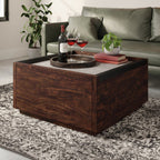 Benson 31” Modern Coffee Table with Storage - Dark Brown and Grey | Table à café moderne Benson de 31 po avec rangement - brun foncé et grise