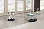 Vikki 48" Modern Oval Glass Top Coffee Table - Glass with Metal Base|Table à café ovale moderne Vikki de 48 po avec dessus en verre - verre avec base en métal
