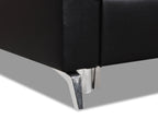 Wilson 77.5" Leather-Look Fabric Sleeper Sofa with Drop-Down Back Cushions and Metal Legs - Black | Sofa-lit Wilson de 77,5 po en tissu d’apparence cuir avec coussins de dossier rabattables et pattes en métal - noir