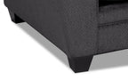 Made in Canada Febe 100" Chenille Fabric Sofa with Flared Arms and Accent Pillows - Charcoal Grey | Sofa Febe de 100 po fabriqué au Canada en tissu de chenille avec accoudoirs évasés et coussins décoratifs - gris anthracite