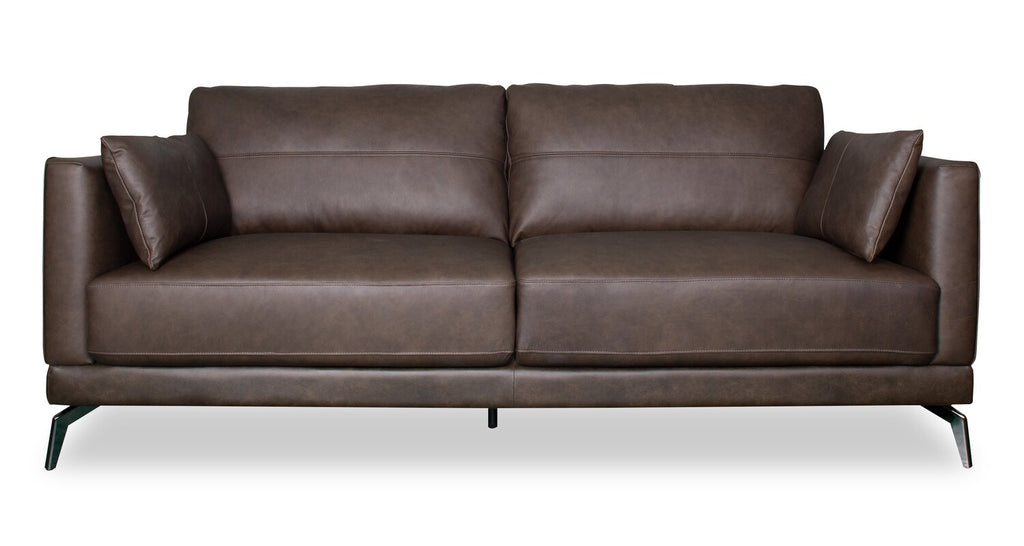 Melrose 84.5" Top-Grain Genuine Leather Sofa with Metal Legs - Dark Brown | Sofa Melrose de 84,5 po en cuir véritable de qualité supérieure avec pattes en métal - brun foncé