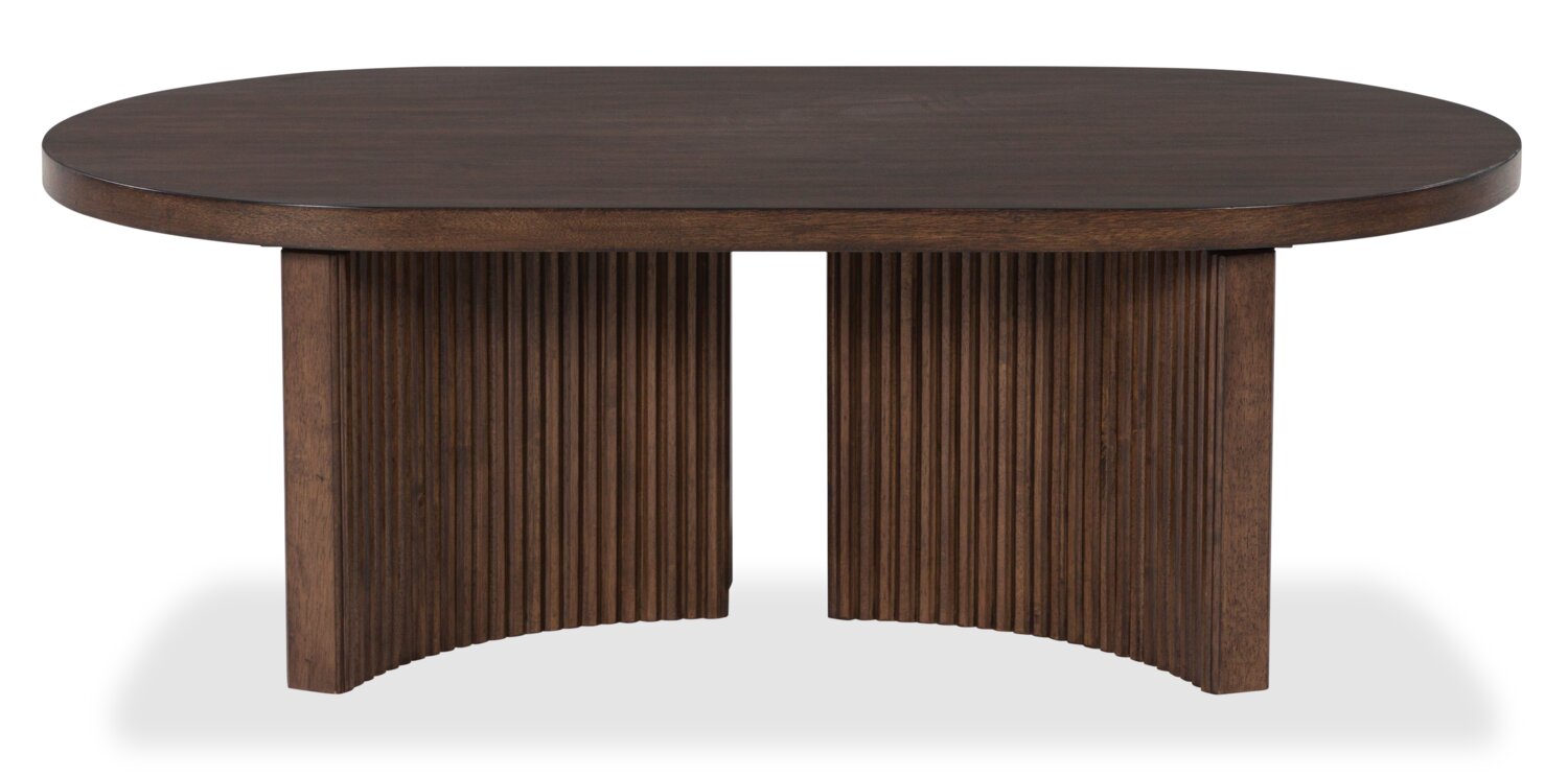 Barlow 52” Solid Wood Mid-Century Modern Coffee Table - Brown | Table à café Barlow de 52 po de style moderne du milieu du 20e siècle en bois massif - brune