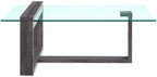 California 47.25" Modern Glass Top Coffee Table - Distressed Grey |Table à café moderne California de 47,25 po avec dessus en verre - gris vieilli