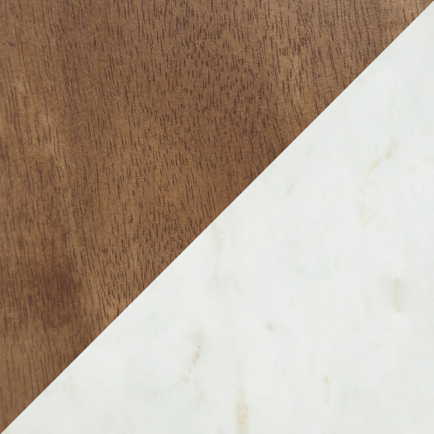 Merlin 33” Round Solid Wood and Marble Coffee Table - White and Brown | Table à café ronde Merlin de 33 po en bois massif et en marbre - blanche et brune