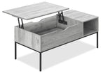 Bence 42" Modern Lift Top Coffee Table with Storage - Taupe with Black Metal Legs|Table à café moderne Bence de 42 po avec dessus relevable et rangement - taupe avec pattes en métal noir