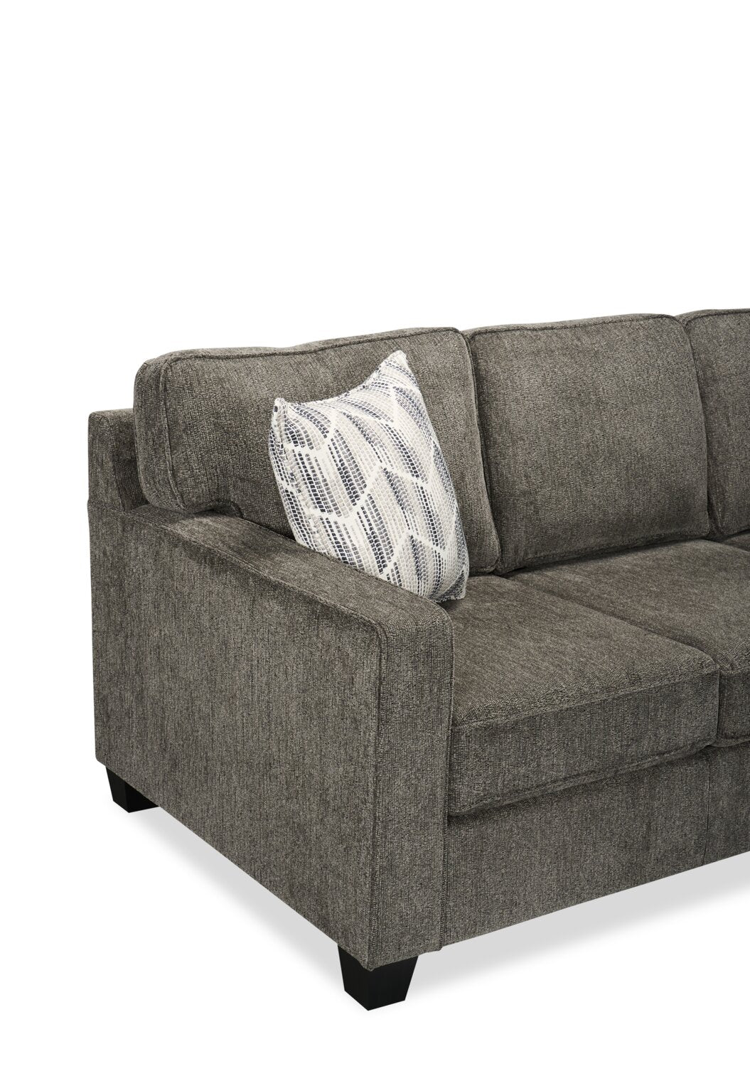 Made in Canada Lennox 83" Chenille Fabric Sofa with Reversible Cushions and Accent Pillows - Grey | Sofa Lennox de 83 po fabriqué au Canada en tissu de chenille avec coussins réversibles et coussins décoratifs - gris