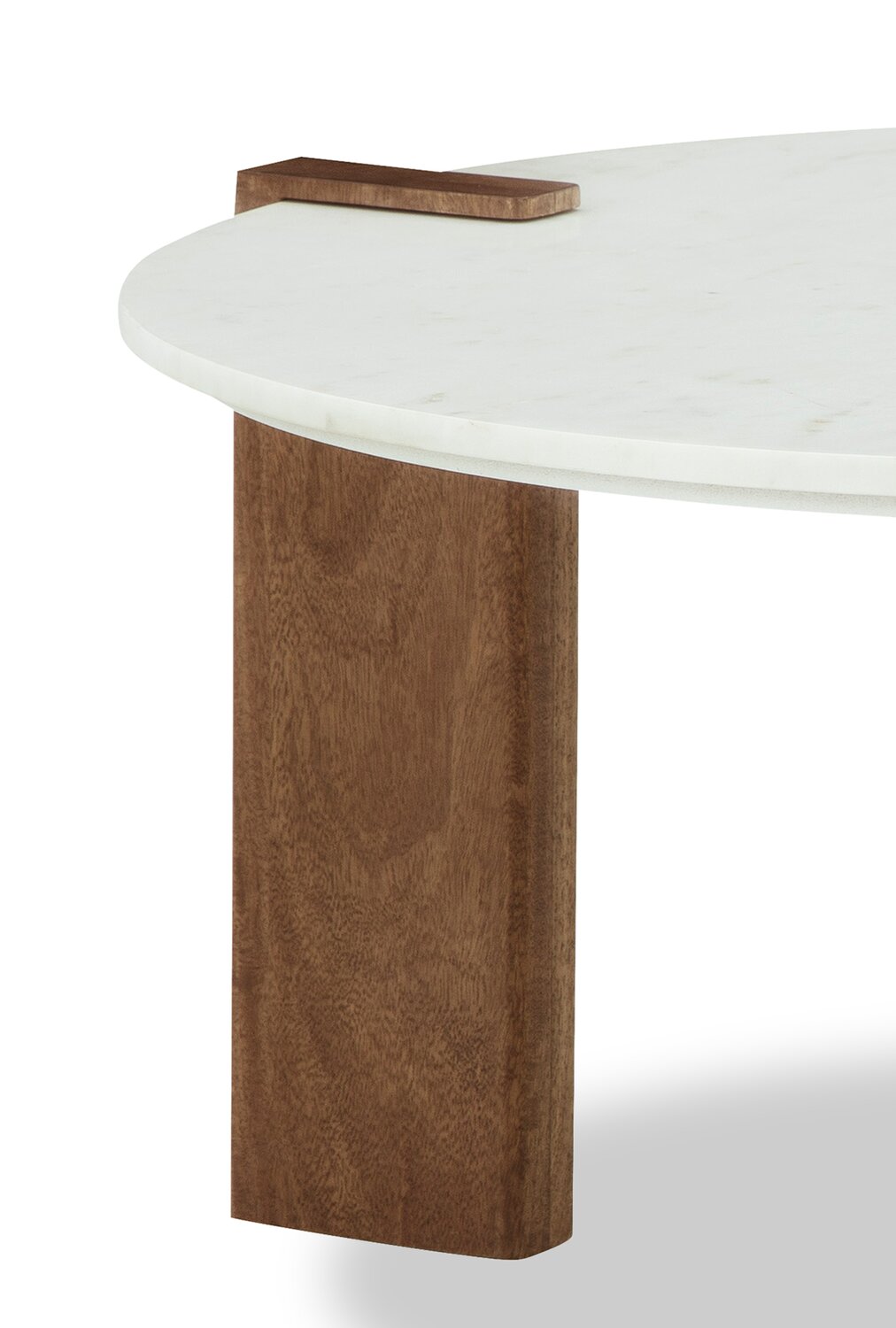 Merlin 33” Round Solid Wood and Marble Coffee Table - White and Brown | Table à café ronde Merlin de 33 po en bois massif et en marbre - blanche et brune