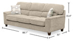 Lyric 88.1" Chenille Fabric Sofa with Reversible Seat Cushions, Accent Pillows and Wood Legs - Taupe | Sofa Lyric de 88,1 po en tissu de chenille avec coussins de siège réversibles, coussins décoratifs et pattes en bois - taupe
