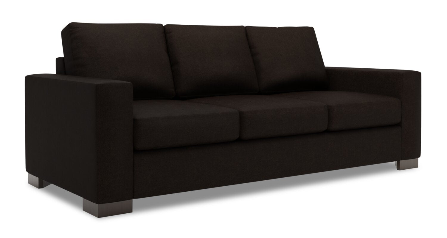 Made in Canada Customizable Sofa Lab Track 85" Chenille Fabric Sofa with Track Arms - Luxury Chocolate Brown | Sofa Track de Sofa Lab de 85 po fabriqué au Canada en tissu de chenille avec accoudoirs rectilignes - brun Luxury Chocolate | TR103293
