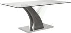 Tuxedo Dining Table with Glass Top, Pedestal Base, 72"W - Grey & White | Table de salle à manger Tuxedo de 72 po (L) avec dessus en verre et base piédestal - grise et blanche