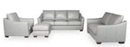 Cindy Crawford Home Royce 84" Genuine Leather Sofa with Removable Cushions and Wood Legs - Dove Grey | Sofa Royce de Cindy Crawford Home de 84 po en cuir véritable avec coussins amovibles et pattes en bois - gris tourterelle