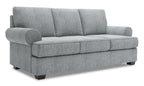 Made in Canada Customizable Sofa Lab Roll 86" Linen-Look Fabric Sofa with Rolled Arms - Luna Pewter Grey  | Sofa Roll de Sofa Lab de 86 po fabriqué au Canada en tissu d’apparence lin avec accoudoirs enroulés - gris Luna Pewter | RO102291